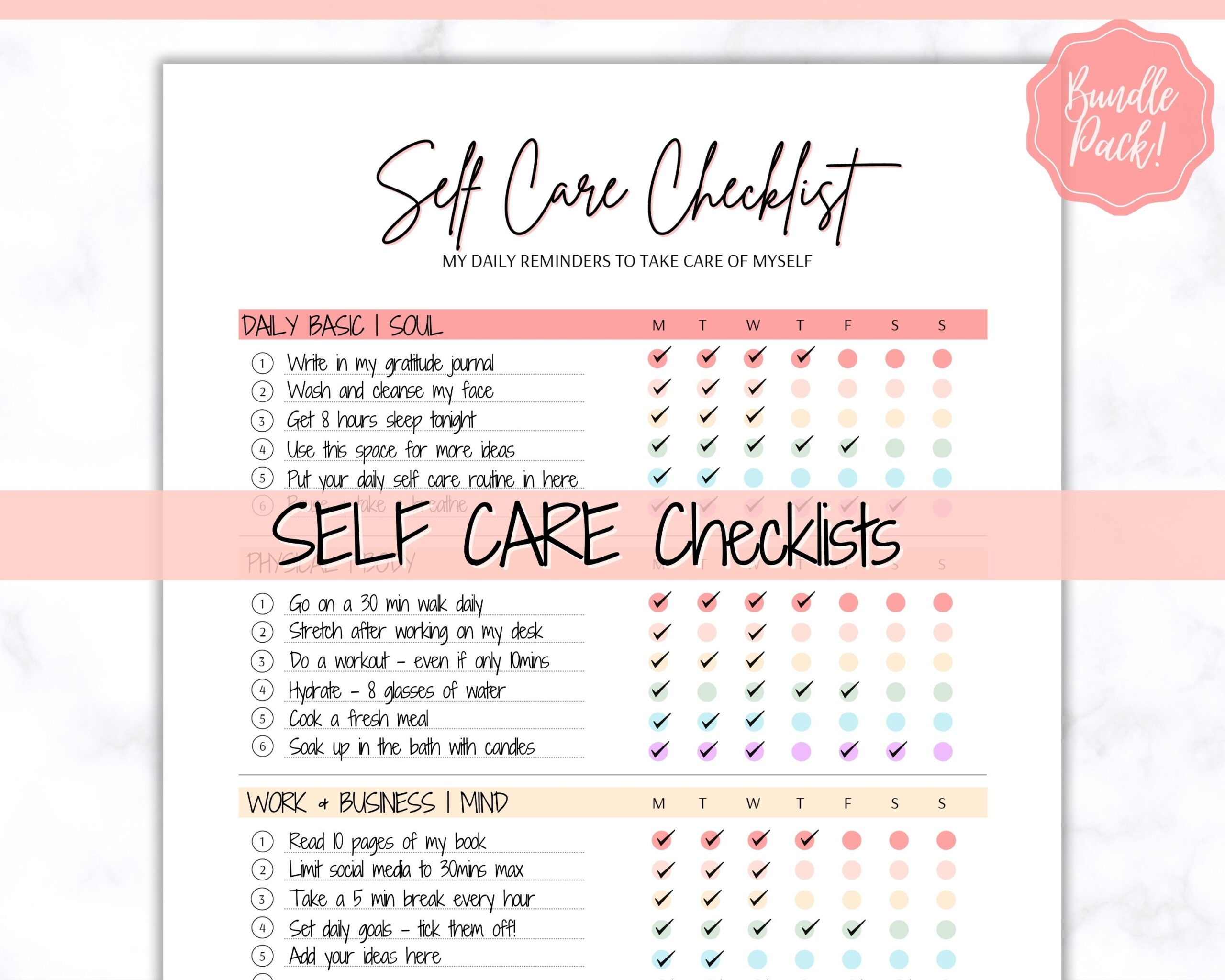 Free Printable Self Care Ideas Microsoft Worksheets