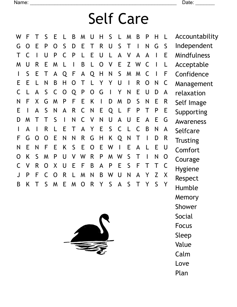 Self Care Word Search WordMint