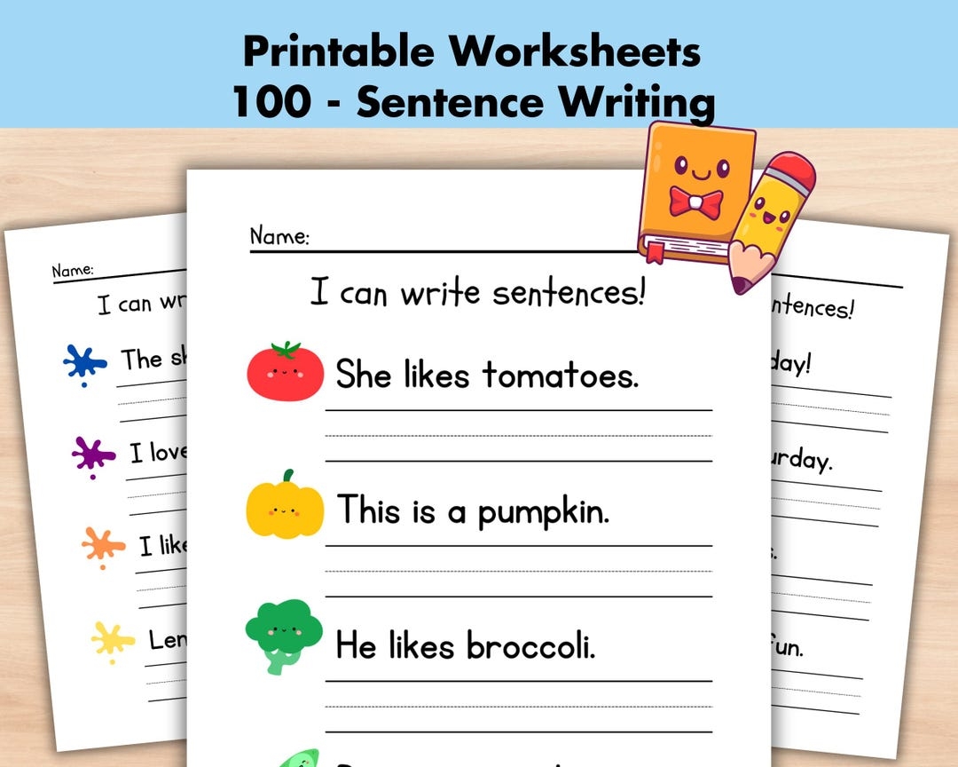 Sentence Writing Practice Worksheets Printable Writing Sentences Activity 1st 3rd Grade ELA Worksheets Cute Homeschool Activities Etsy