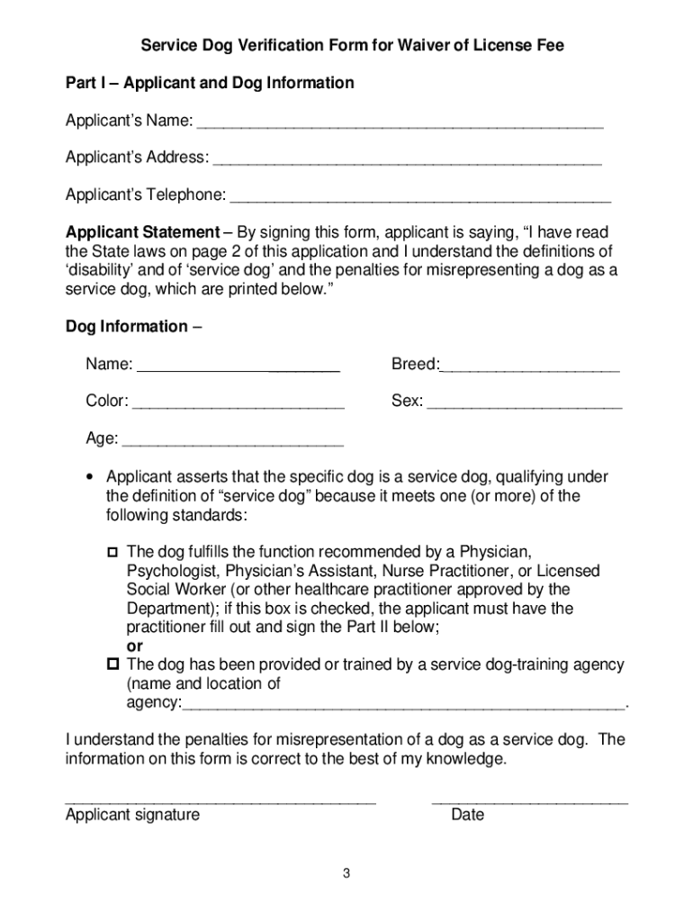 Service Dog Form Pdf Fill Out Sign Online DocHub