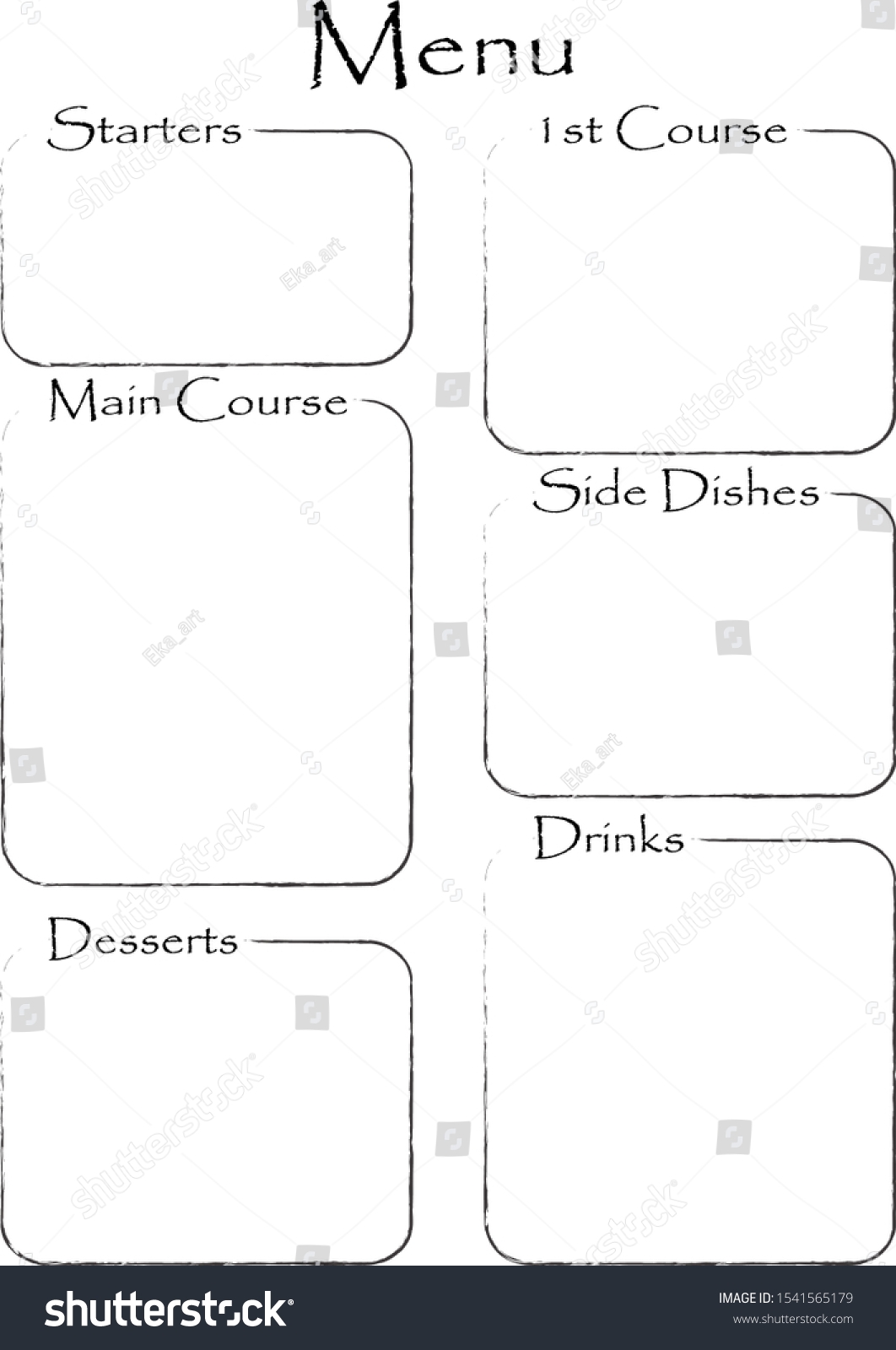 Printable Blank Menu Template