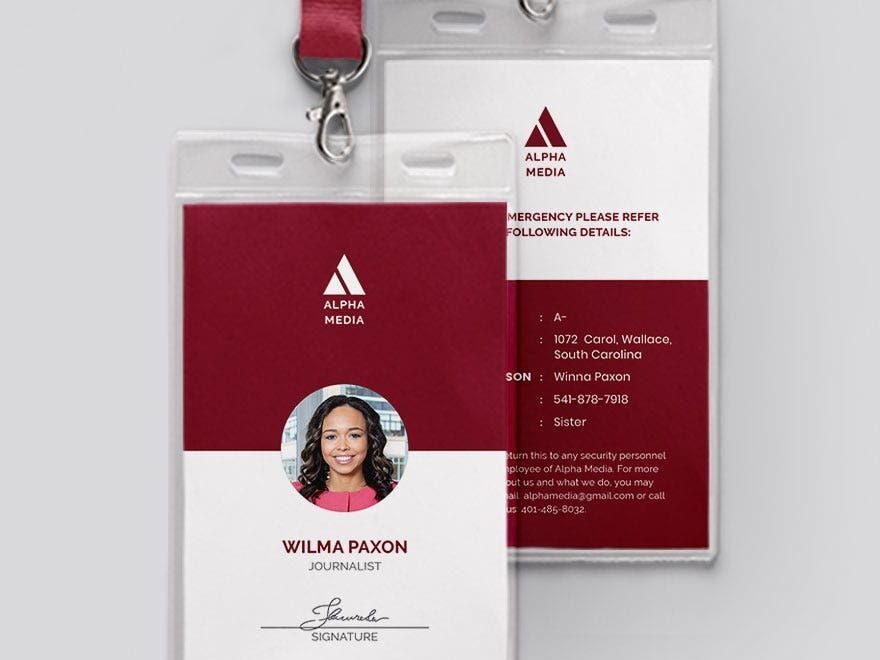 Simple Press ID Card Template In Word Publisher Illustrator Pages PSD Download Template