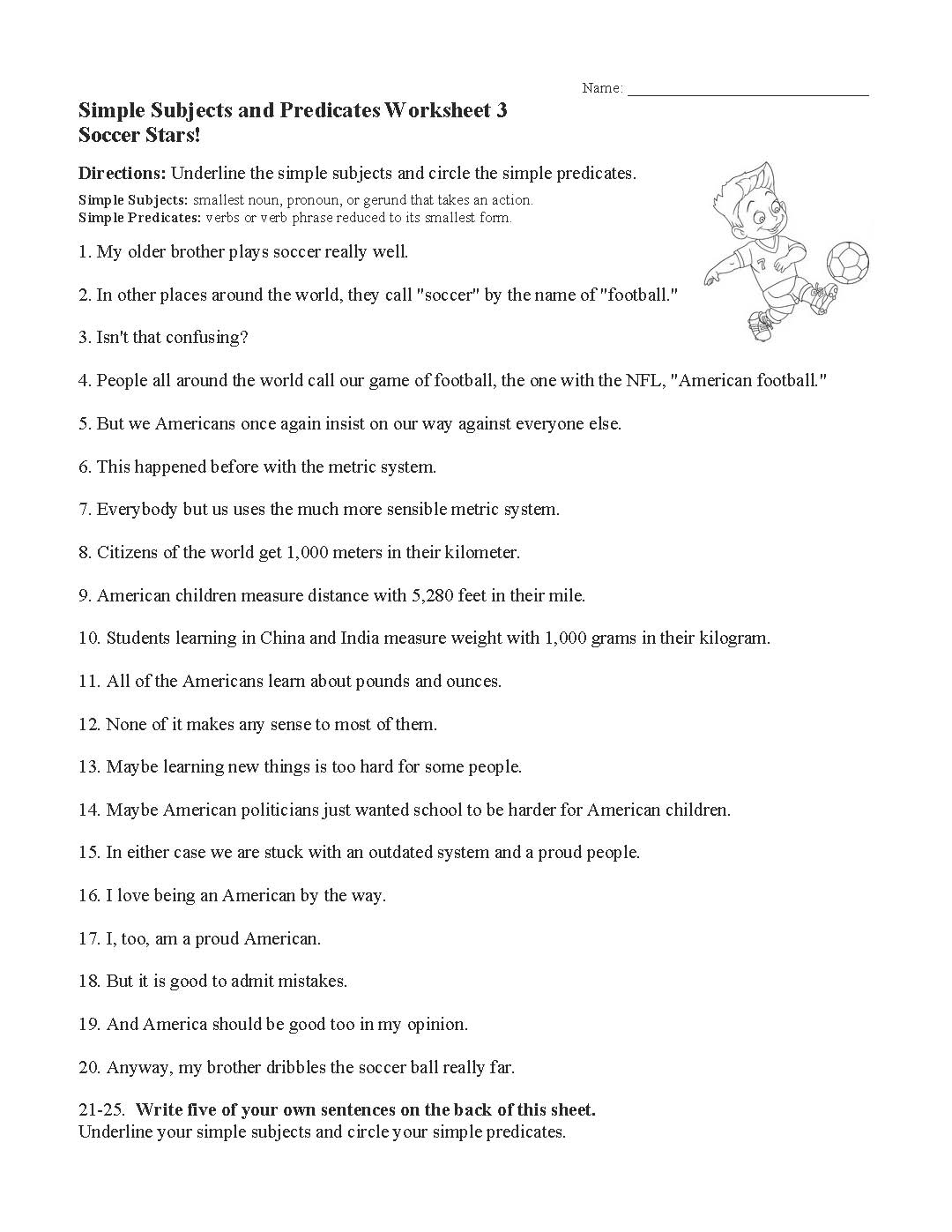 Simple Subjects Predicates Worksheets Ereading Worksheets