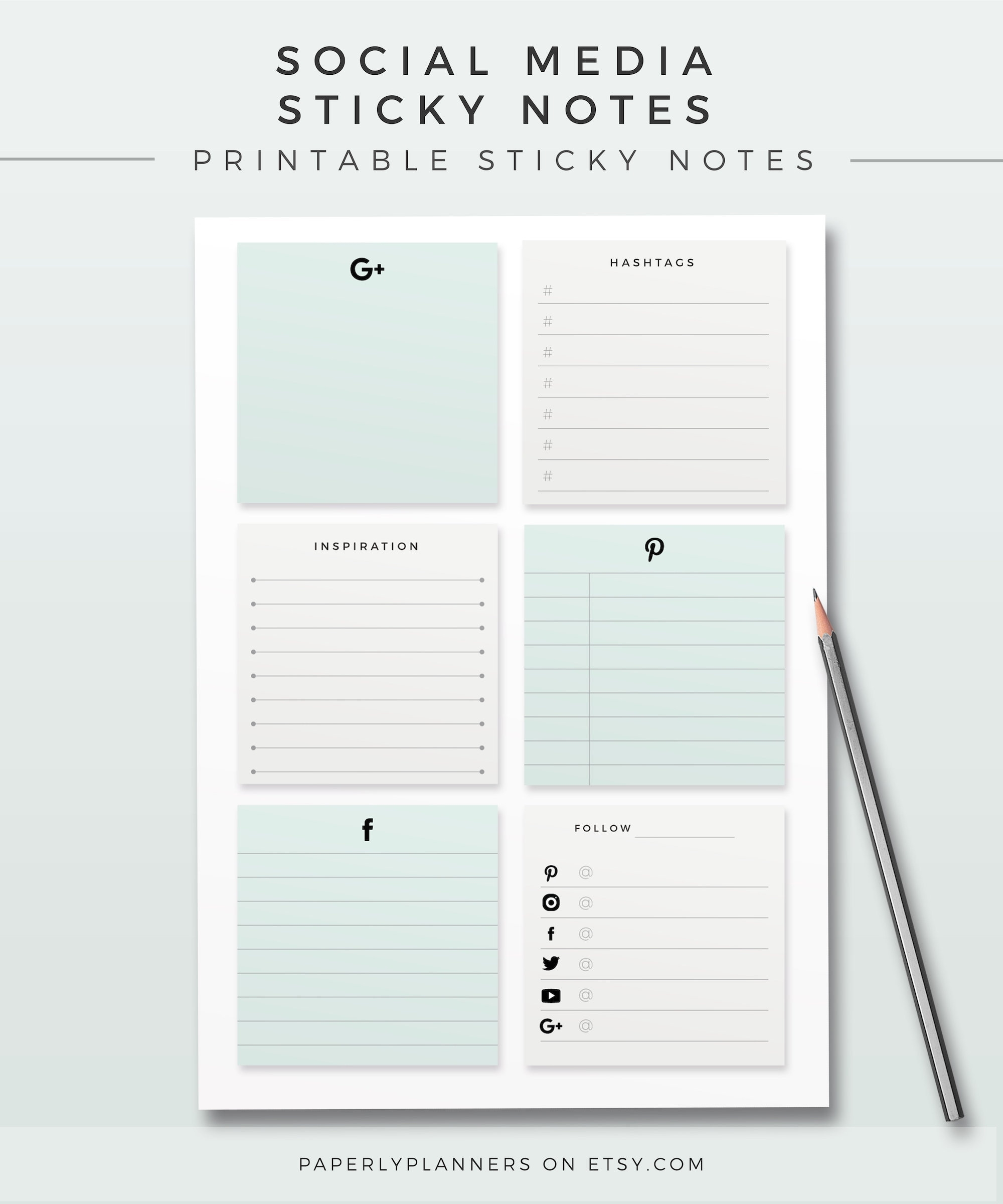 Social Media Sticky Notes Printable Sticky Notes Template Planner Decor Social Media Note Printable Sticky Notes Social Media Planner Etsy
