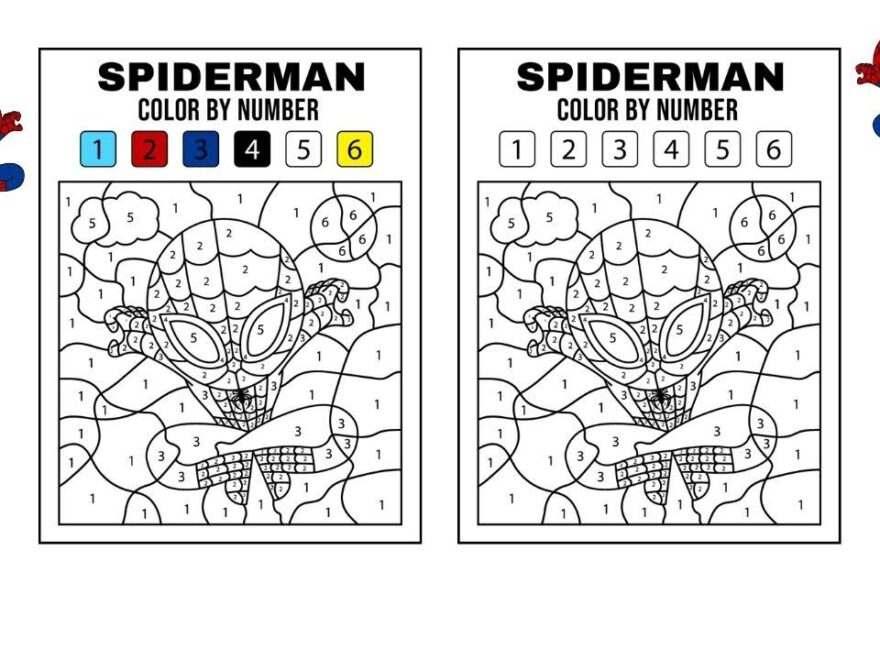 Spiderman Color By Number Coloring Pages Printable Worksheet spiderman YouTube