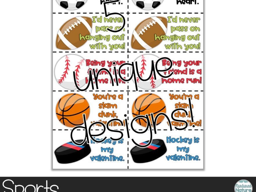 Sports Printable Valentine s Day Cards For Students Soccer Basketball Football Baseball Hockey Made By Teachers