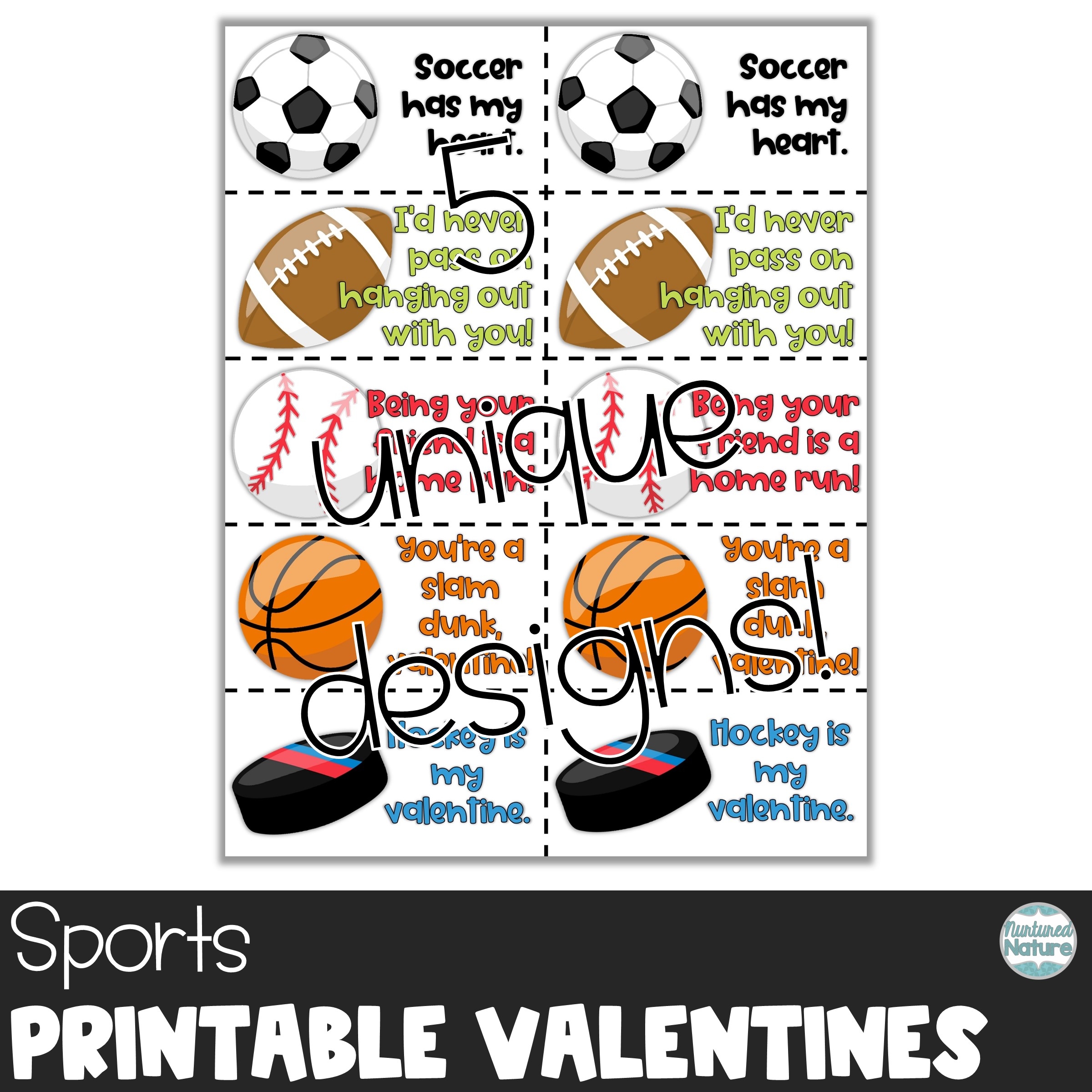 Sports Printable Valentine s Day Cards For Students Soccer Basketball Football Baseball Hockey Made By Teachers