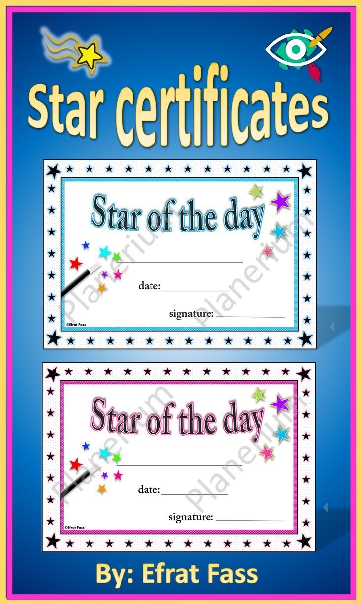 Star Award Certificates Daily Weekly Monthly For Primary School Students