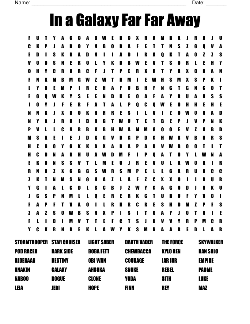 Star Wars Word Search WordMint