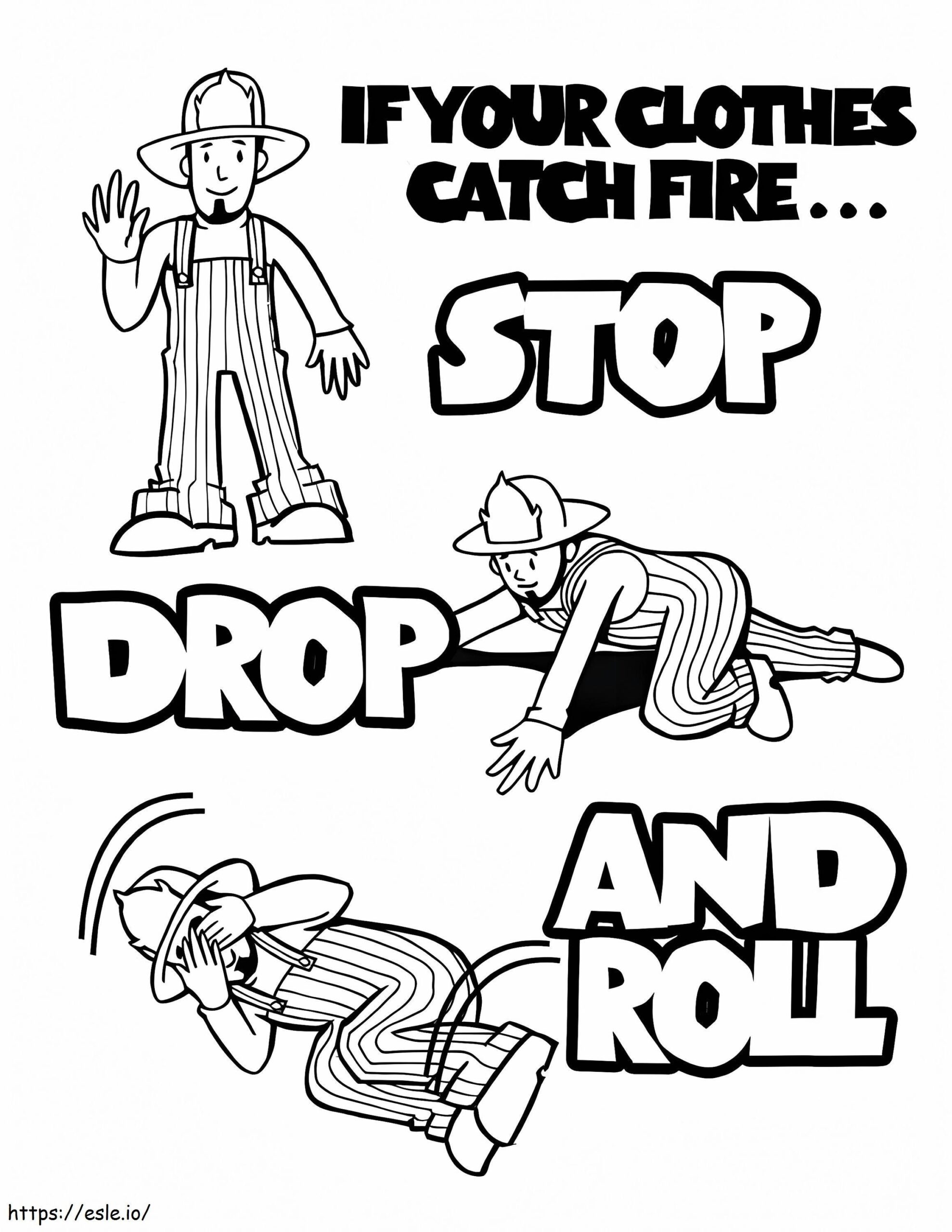 Stop Drop And Roll Fire Safety 1 Coloring Page