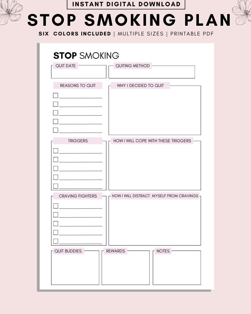 Printable Quit Smoking Calendar
