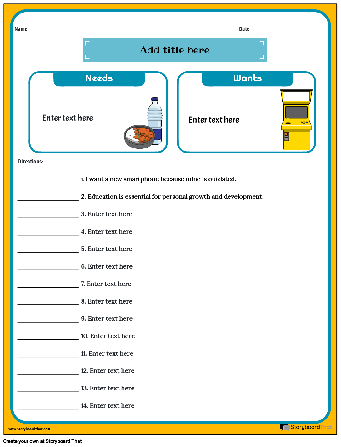 Storyboard That Economics Worksheet Creation
