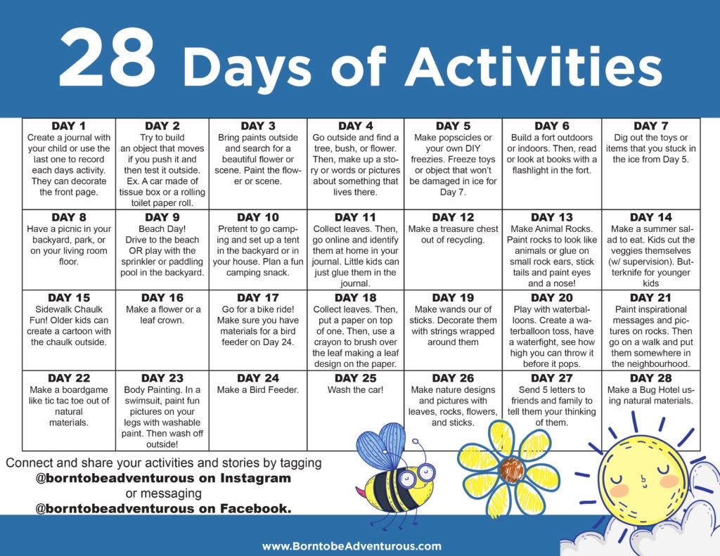 Summer Activity Calendar Free Printable 