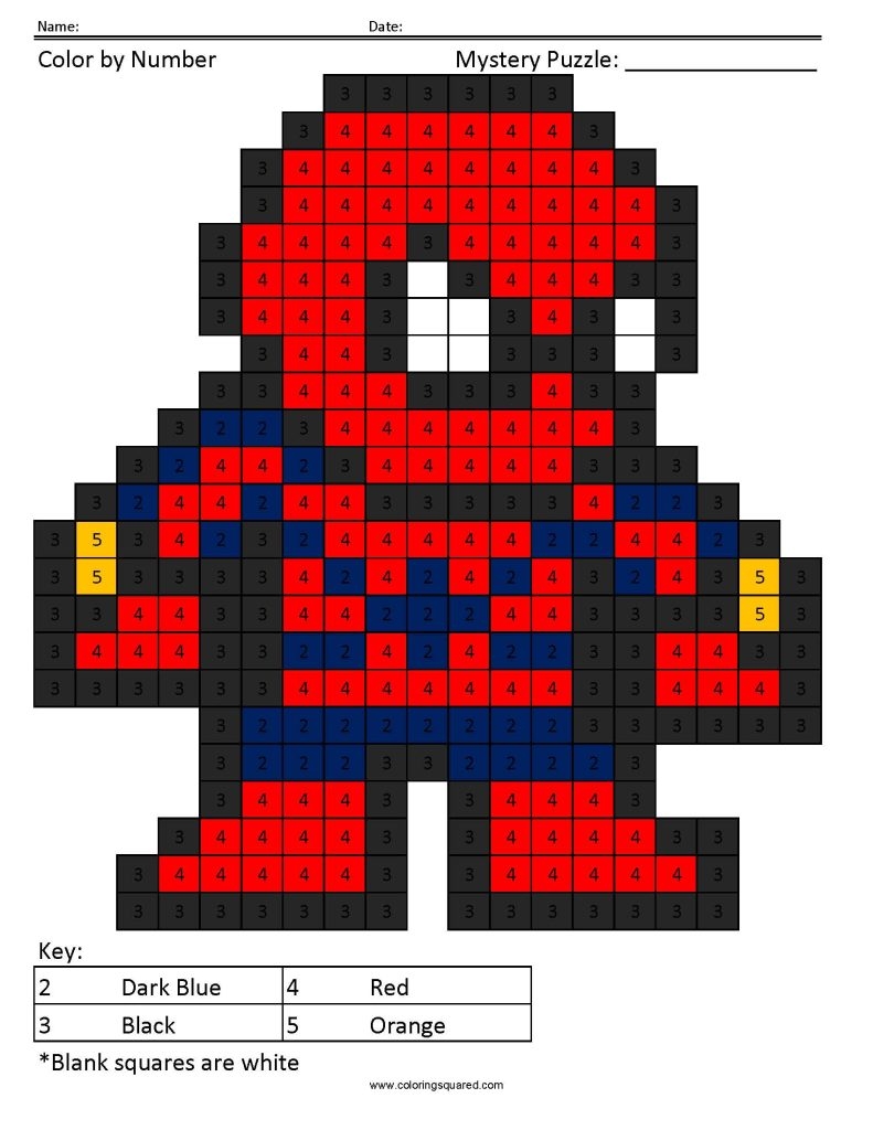 Superhero Color By Number Coloring Squared
