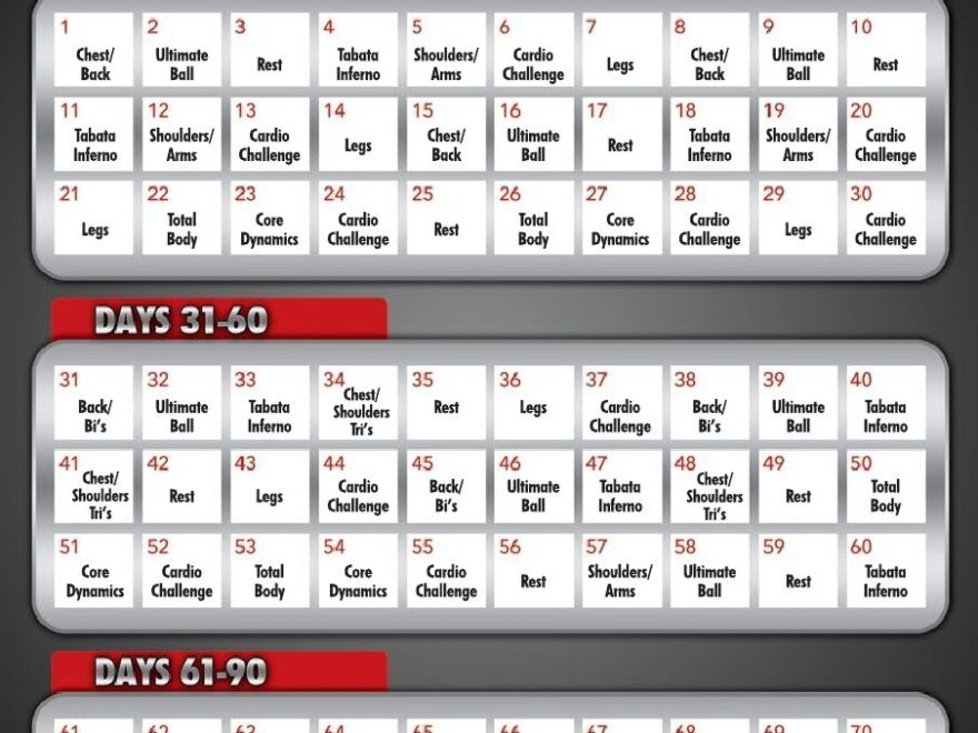 Supreme 90 Day WorkOut Schedule With Time