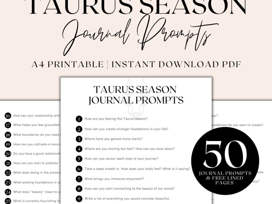 Taurus Season Journal Prompts Printable Astrology Journal Shadow Work Journal Self Discovery Journaling Prompts Instant Download PDF Etsy Denmark