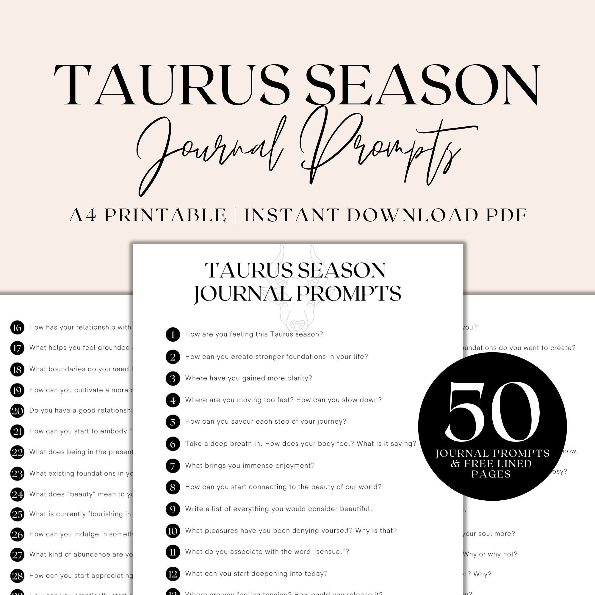 Taurus Season Journal Prompts Printable Astrology Journal Shadow Work Journal Self Discovery Journaling Prompts Instant Download PDF Etsy Denmark