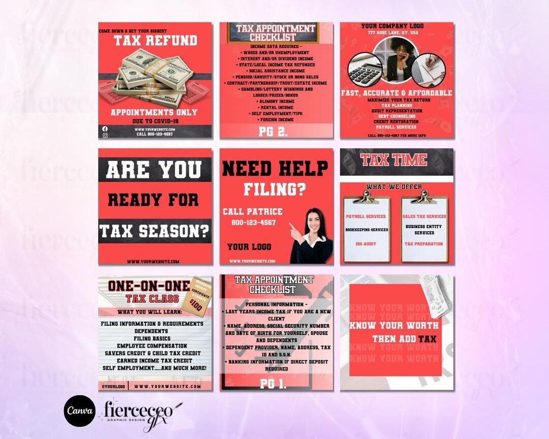Tax Season Postacard Printable Templates