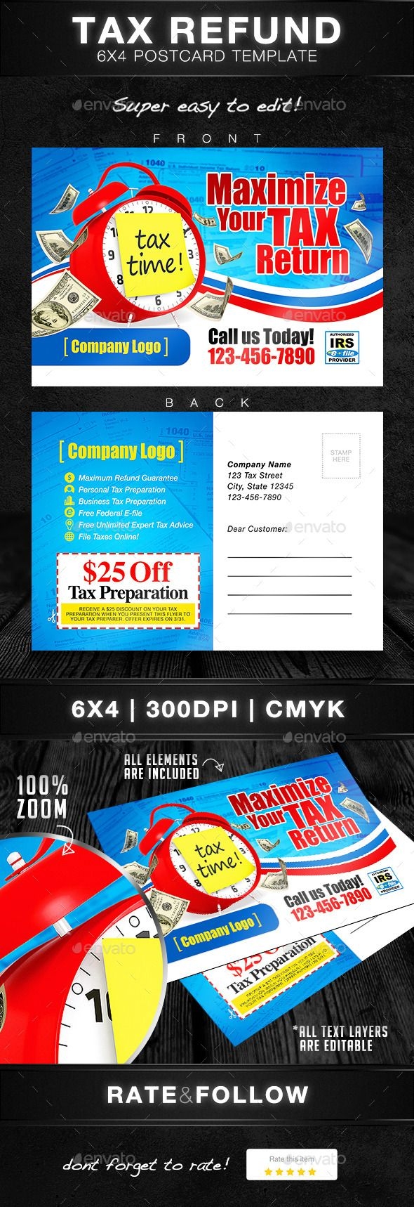 Tax Return Postcard Template