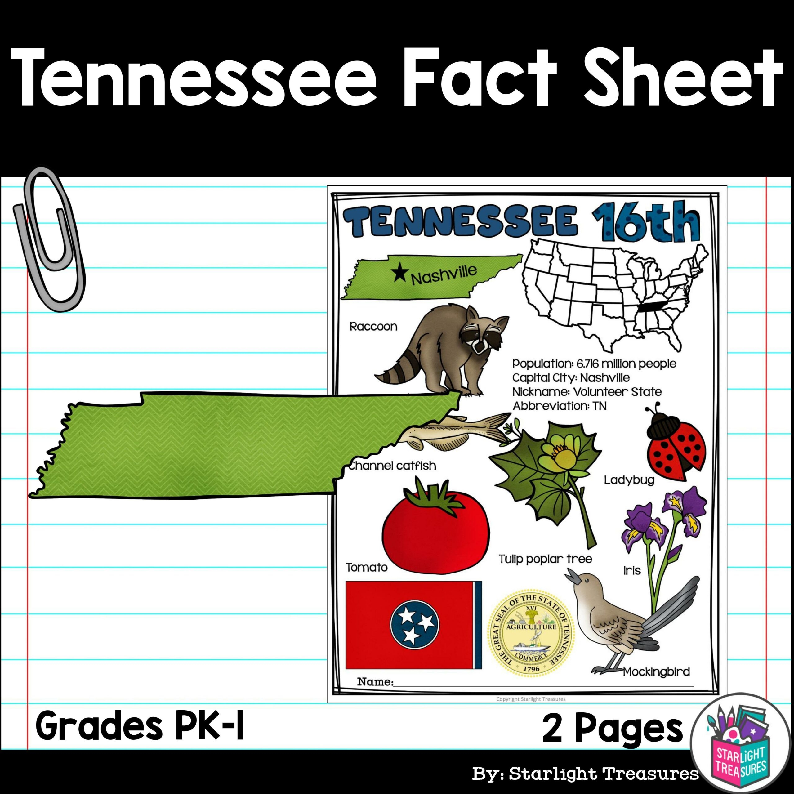 Tennessee Fact Sheet For Early Readers A State Study Made By Teachers