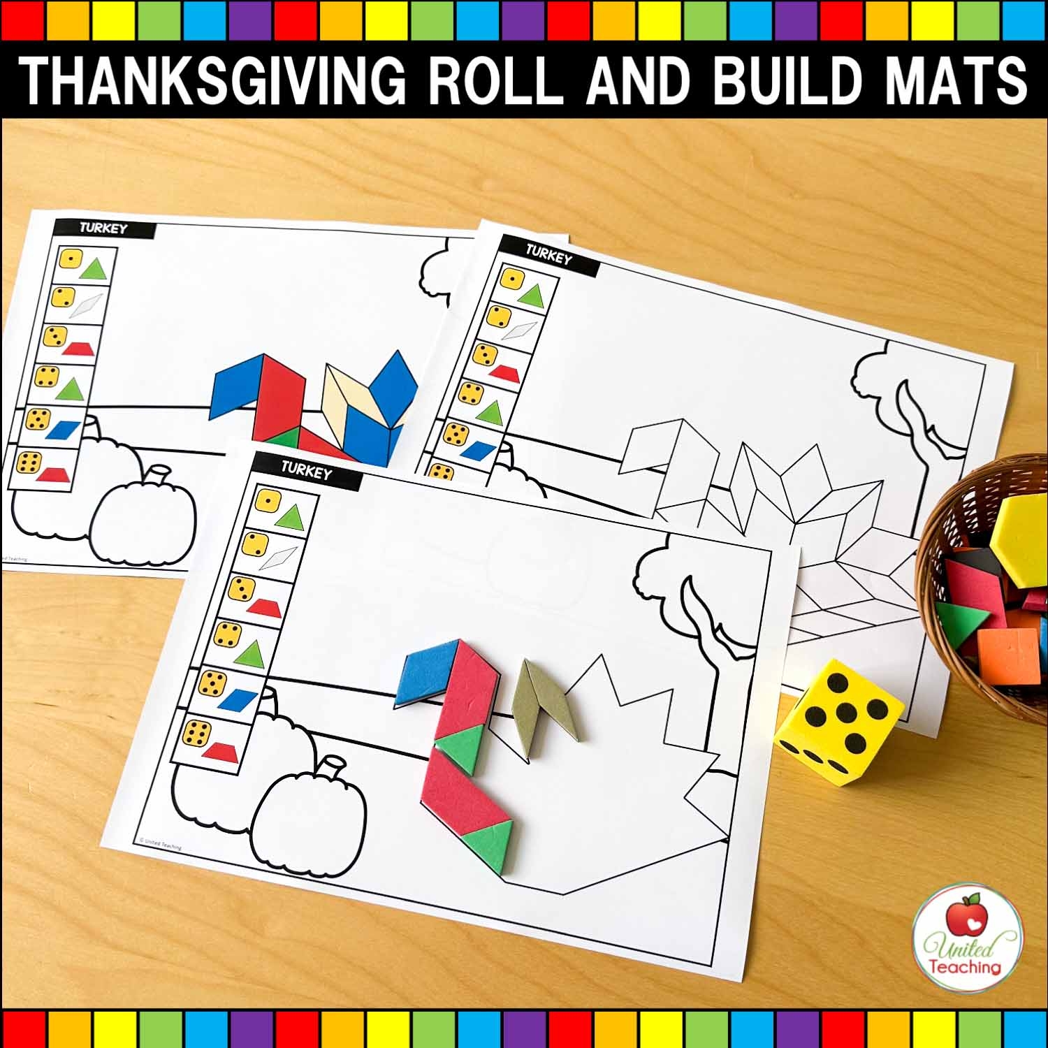 Thanksgiving Pattern Block Mats Packet United Teaching