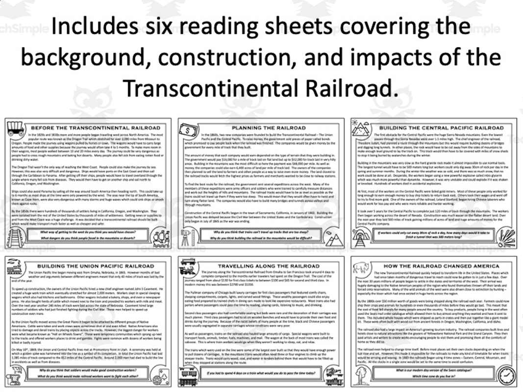 Transcontinental Railroad Worksheet Printable