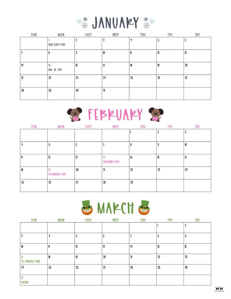 Three Month Quarterly Calendars 36 FREE Calendars Printabulls