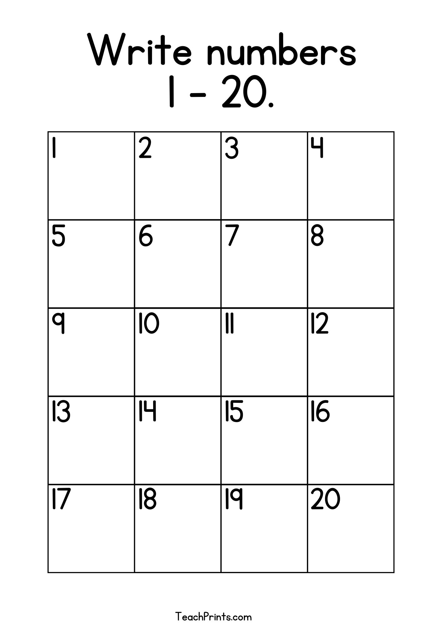 Tracing Numbers 1 20 Worksheets Free Printable Pdfs Teach Prints