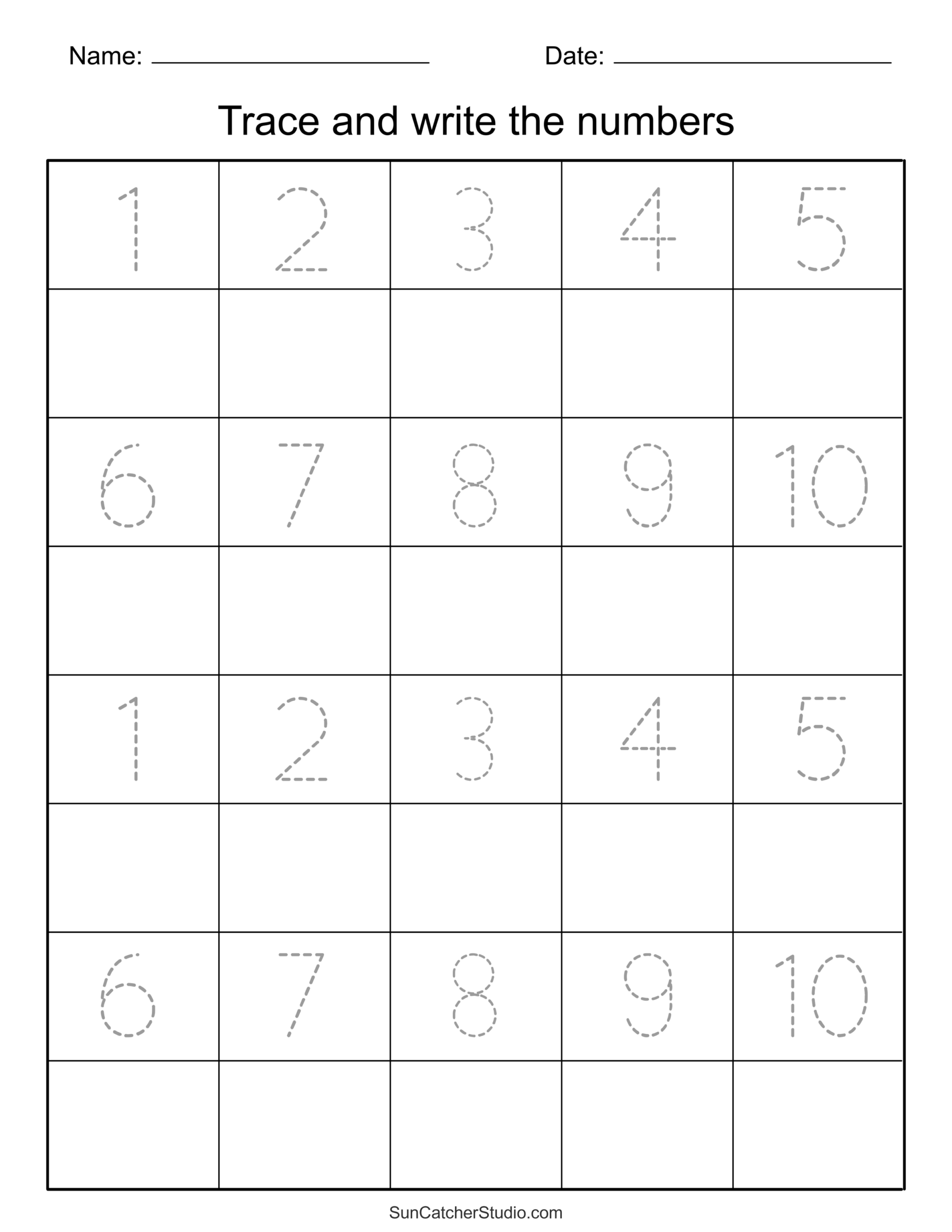 Tracing Numbers Free Printable Practice PDF Worksheets Free Printables Monograms Design Tools Patterns DIY Projects