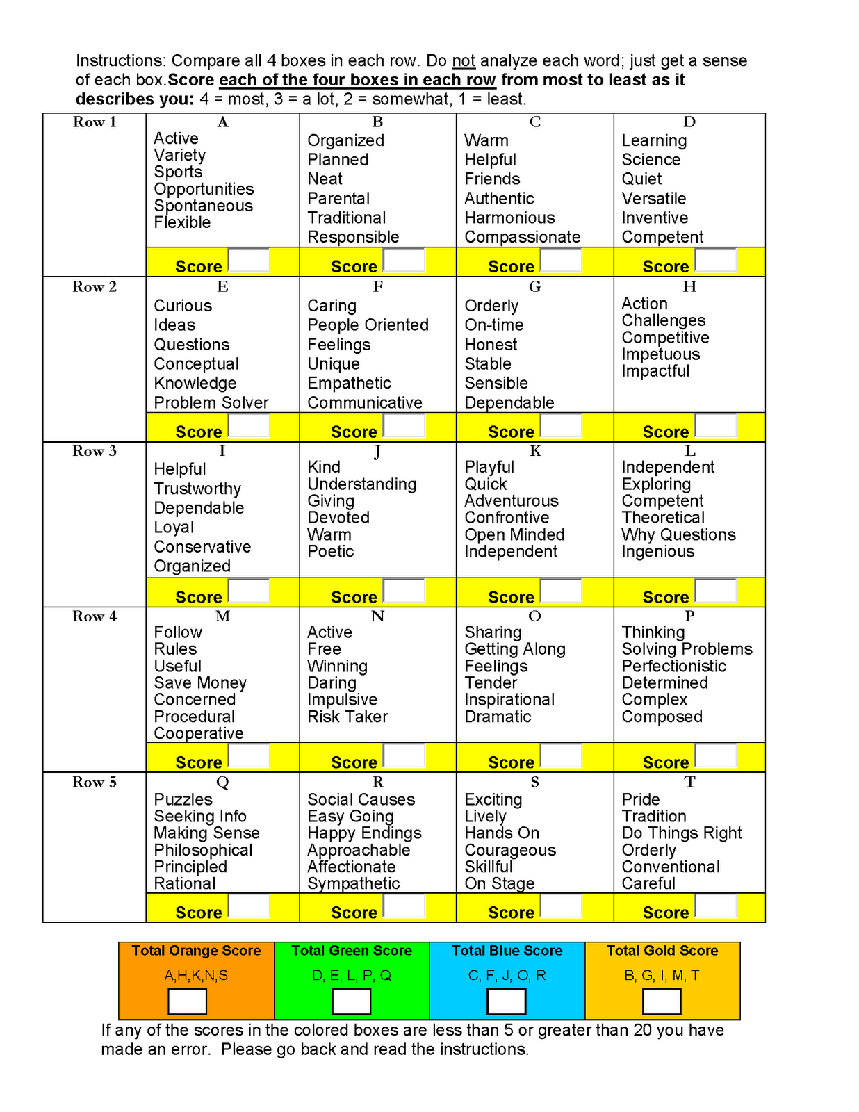 True Colors Personality