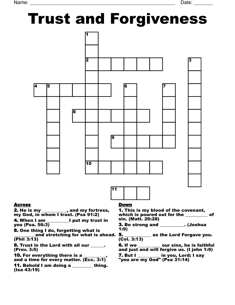 Trust And Forgiveness Crossword WordMint