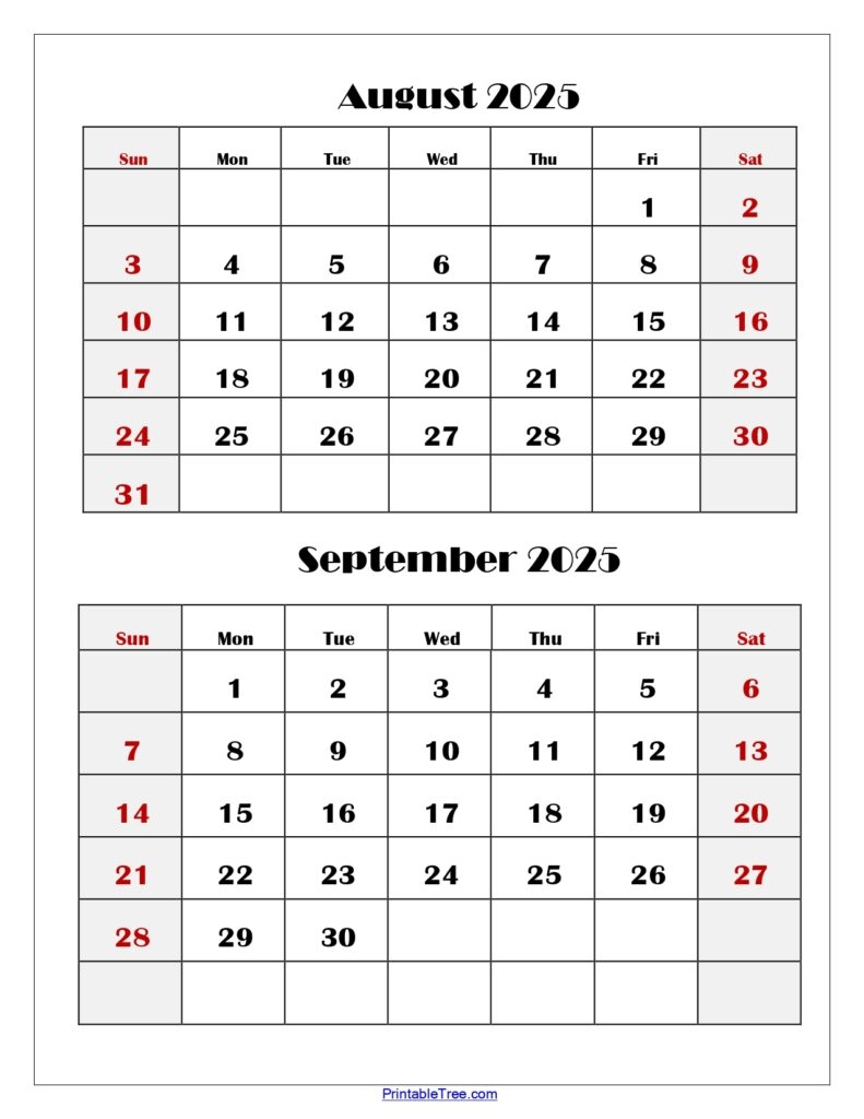 Two Months Calendar 2025 2026 Printable PDF Double Month Calendar