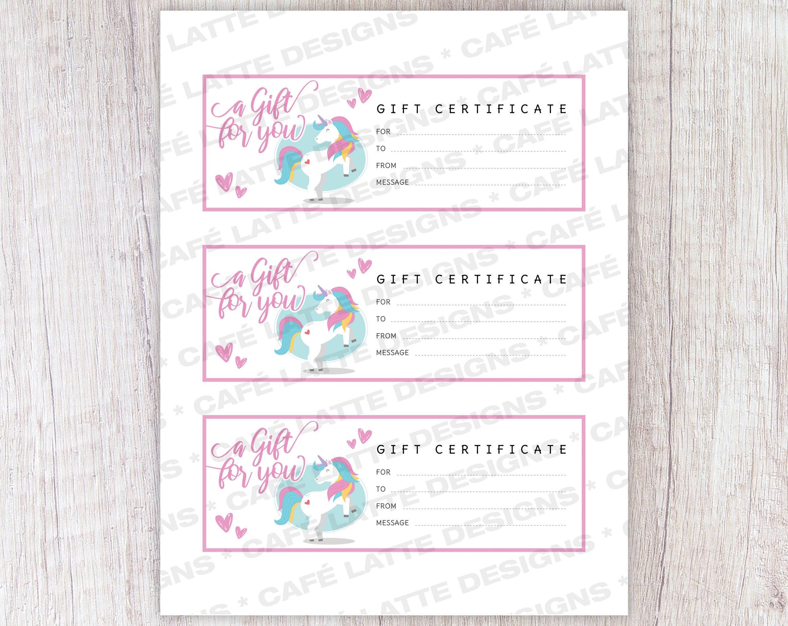 Unicorn Gift Certificate Birthday Gift Certificate Kids Reward Gift Coupon Unicorn Gifts For Little Girls Instant Download Printable DIY Etsy