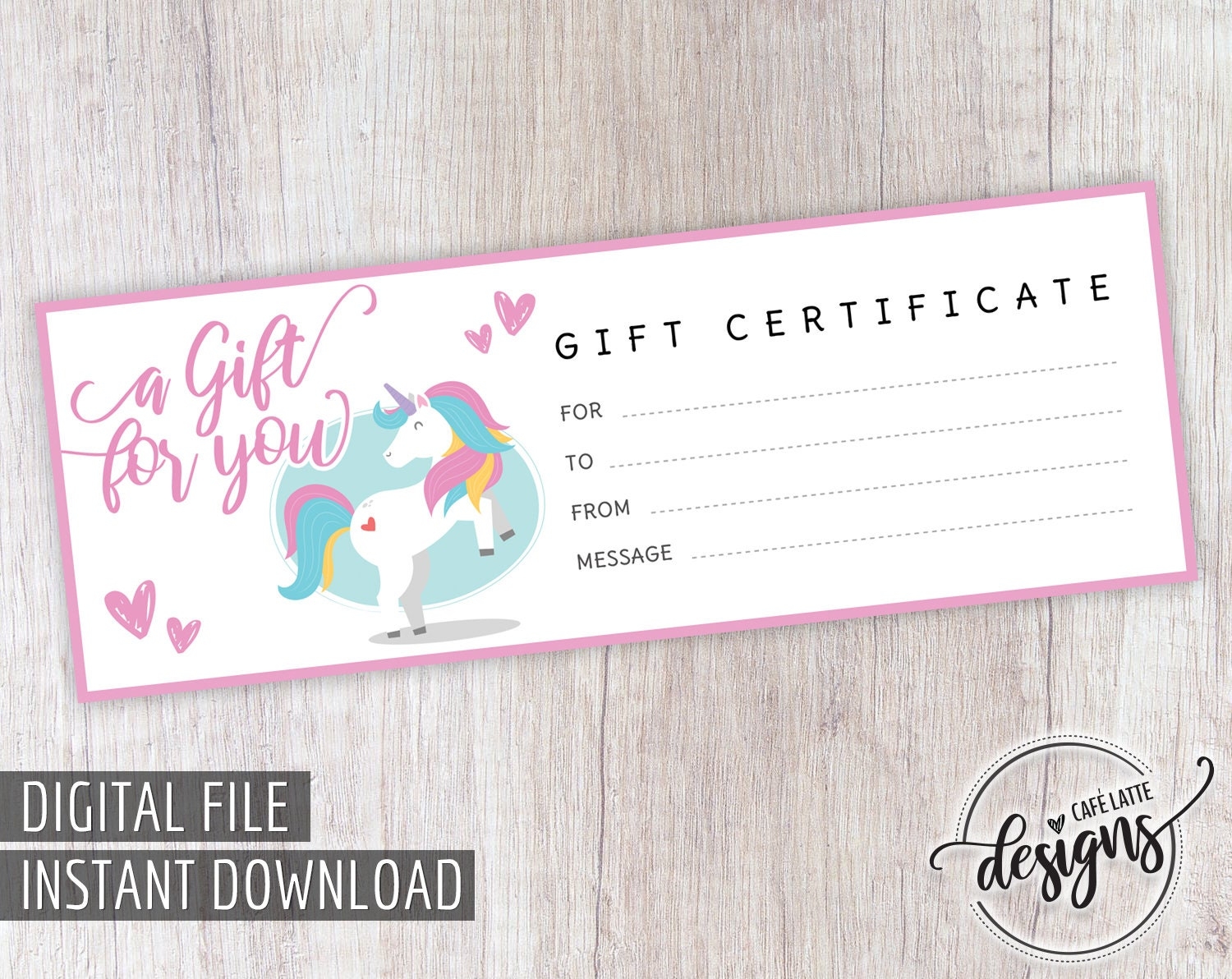 Unicorn Gift Certificate Birthday Gift Certificate Kids Reward Gift Coupon Unicorn Gifts For Little Girls Instant Download Printable DIY Etsy