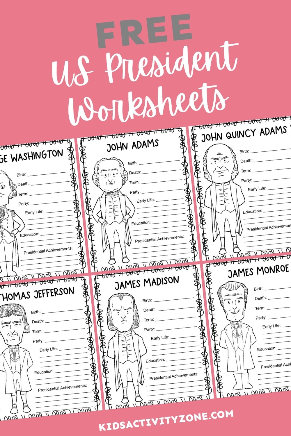 US President Worksheets Kids Activity Zone