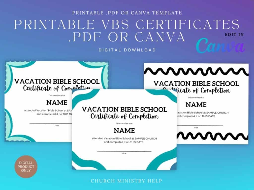 VBS Certificate Printable For Vacation Bible School 15 Options Worksheets Library