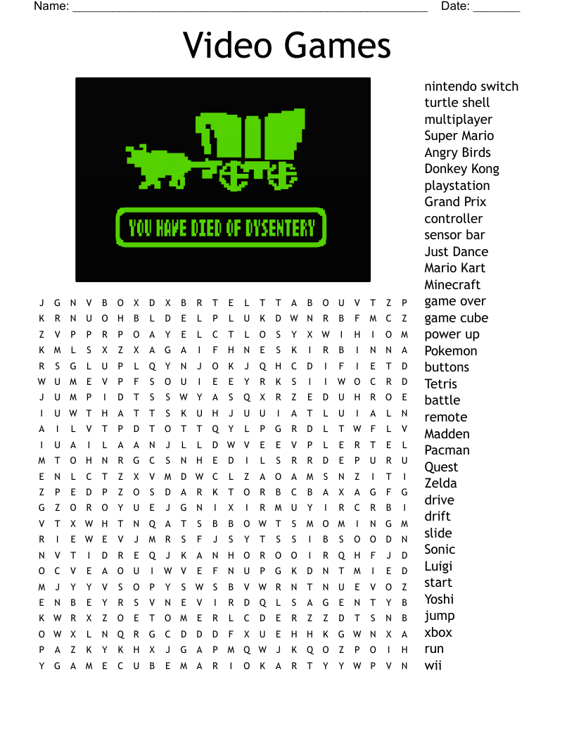 Video Games Word Search WordMint