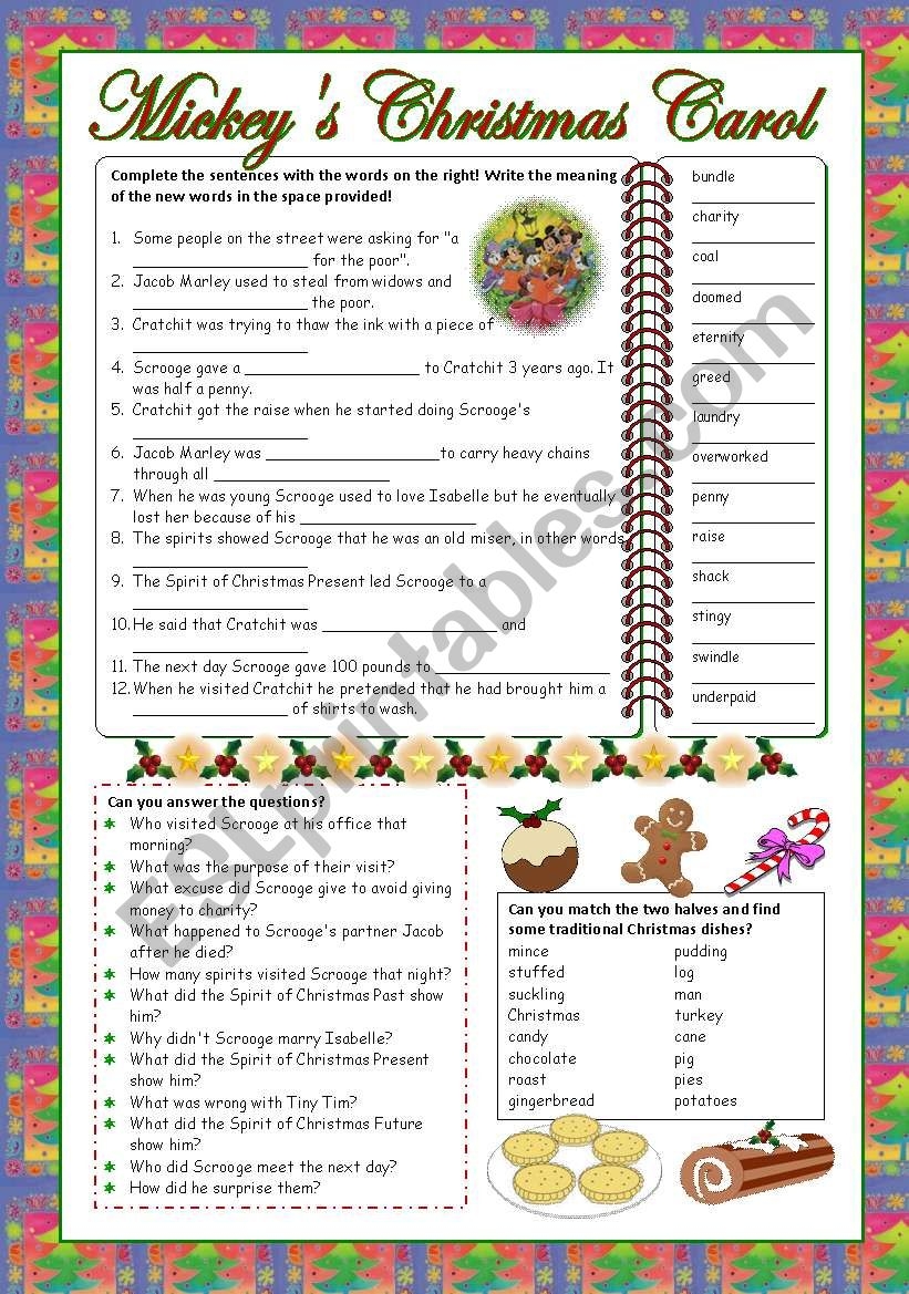 Video Mickey s Christmas Carol Disney ESL Worksheet By Perma
