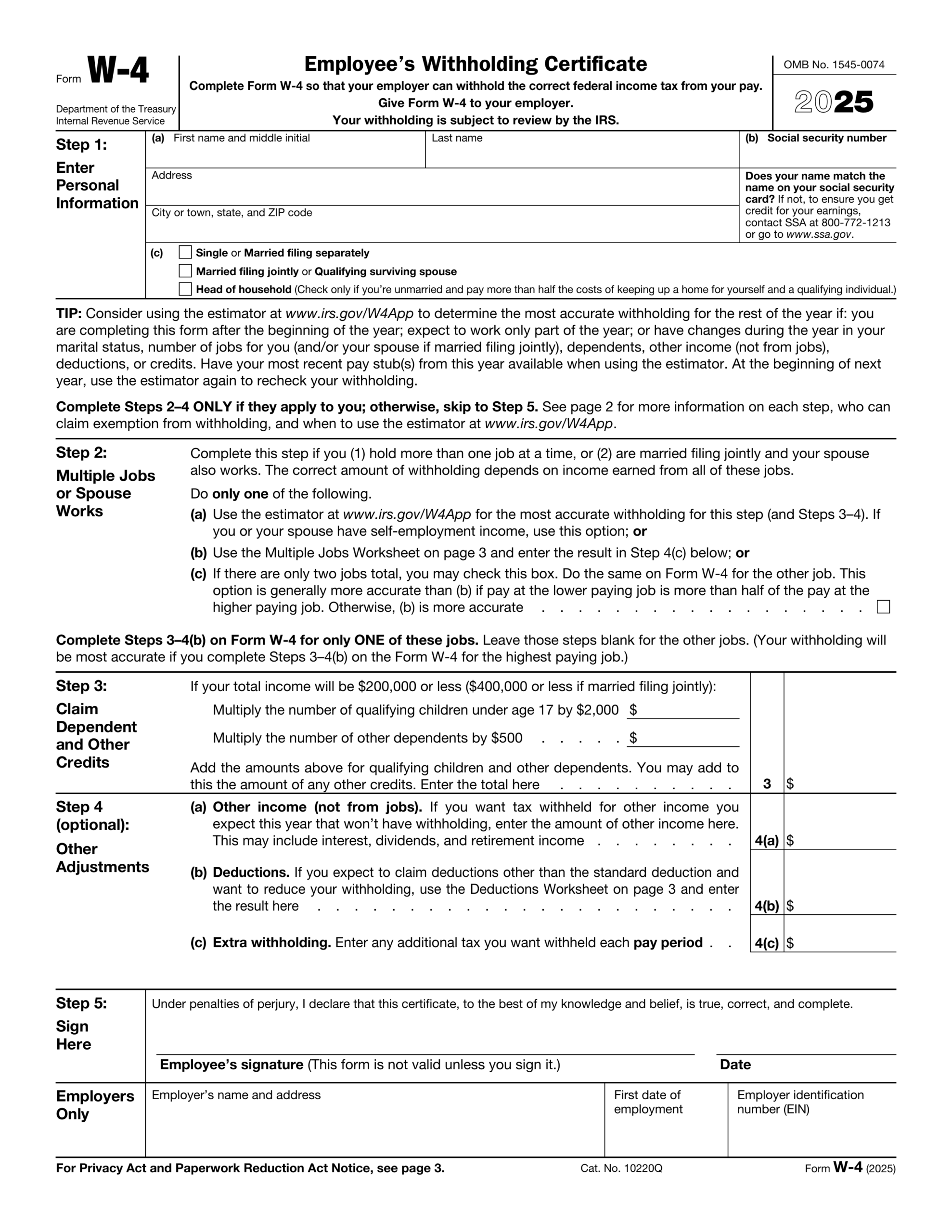 W 4 Form 2024 2025 How To Fill Out And Download PDF Guru
