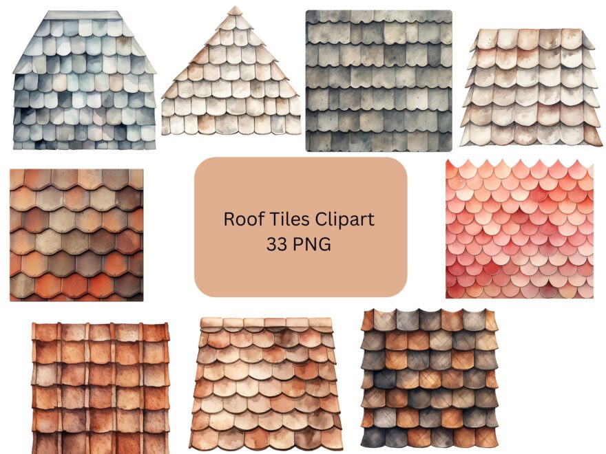 Watercolor Roof Tiles Clipart PNG Digital Files On A Transparent Background Commercial Use Instant Download Etsy Israel