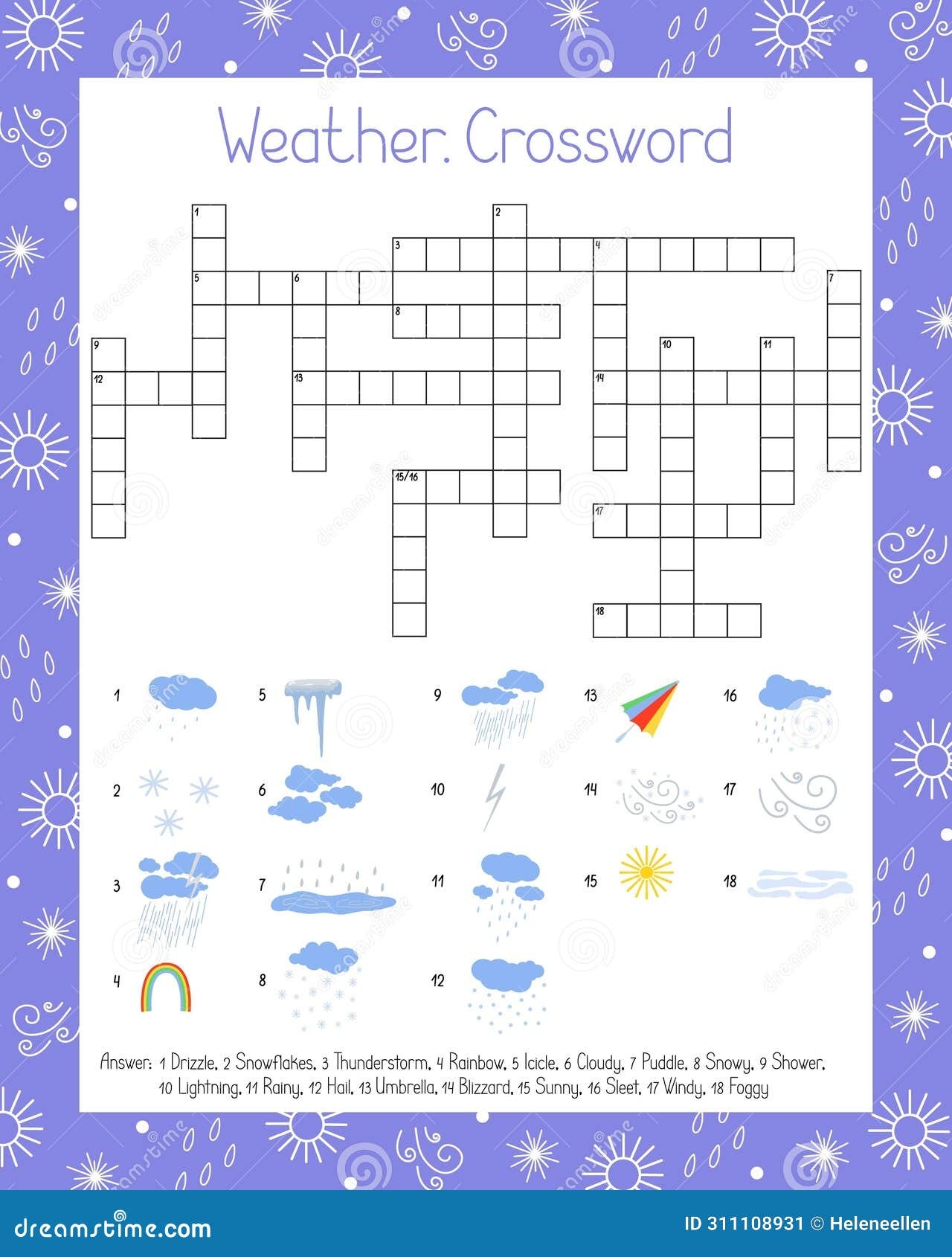 Weather Crossword Puzzle Printable