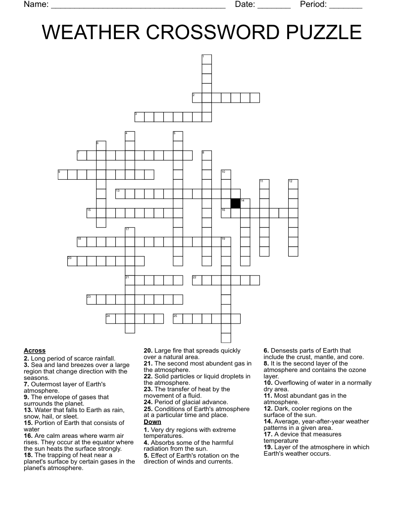 WEATHER CROSSWORD PUZZLE WordMint