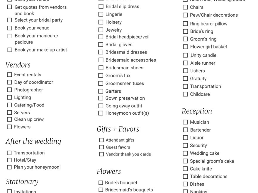 Wedding Checklist Deals