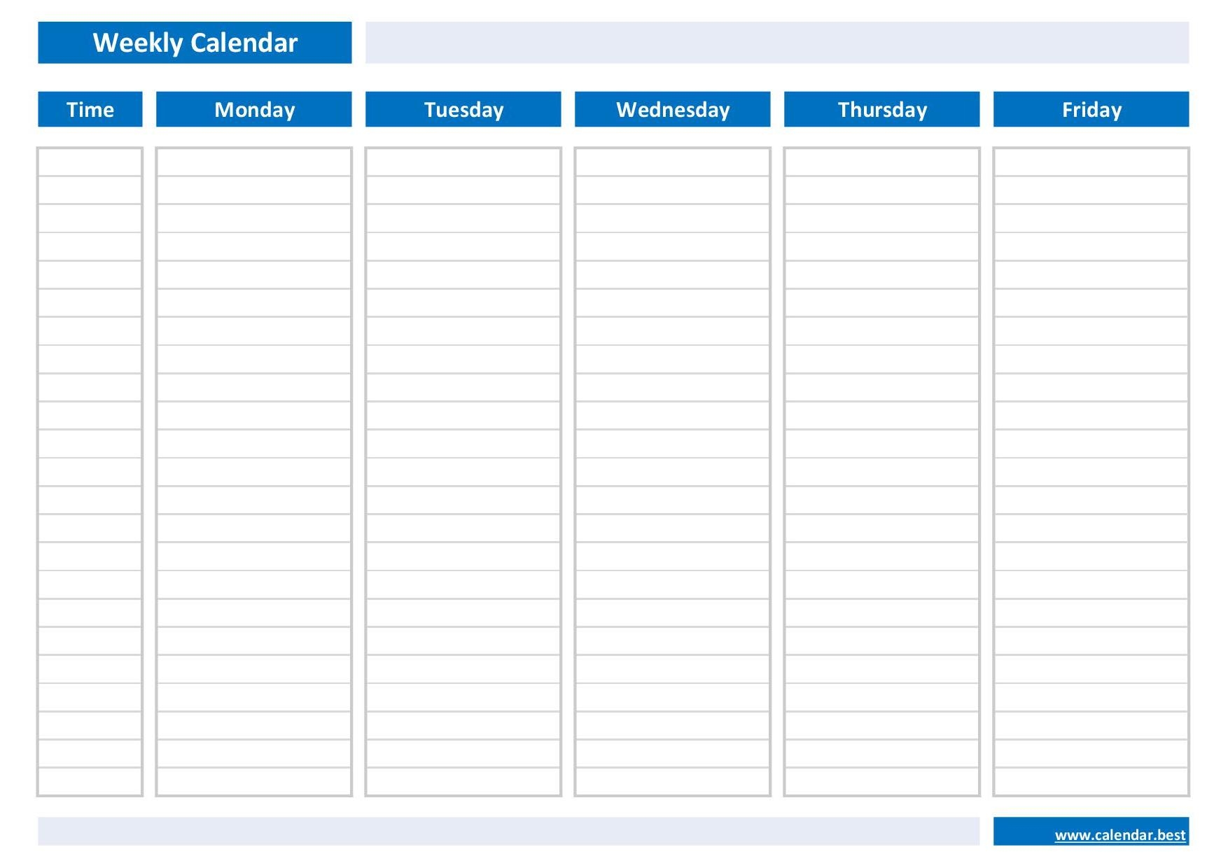 Printable Weekly Calendar With Time Slots