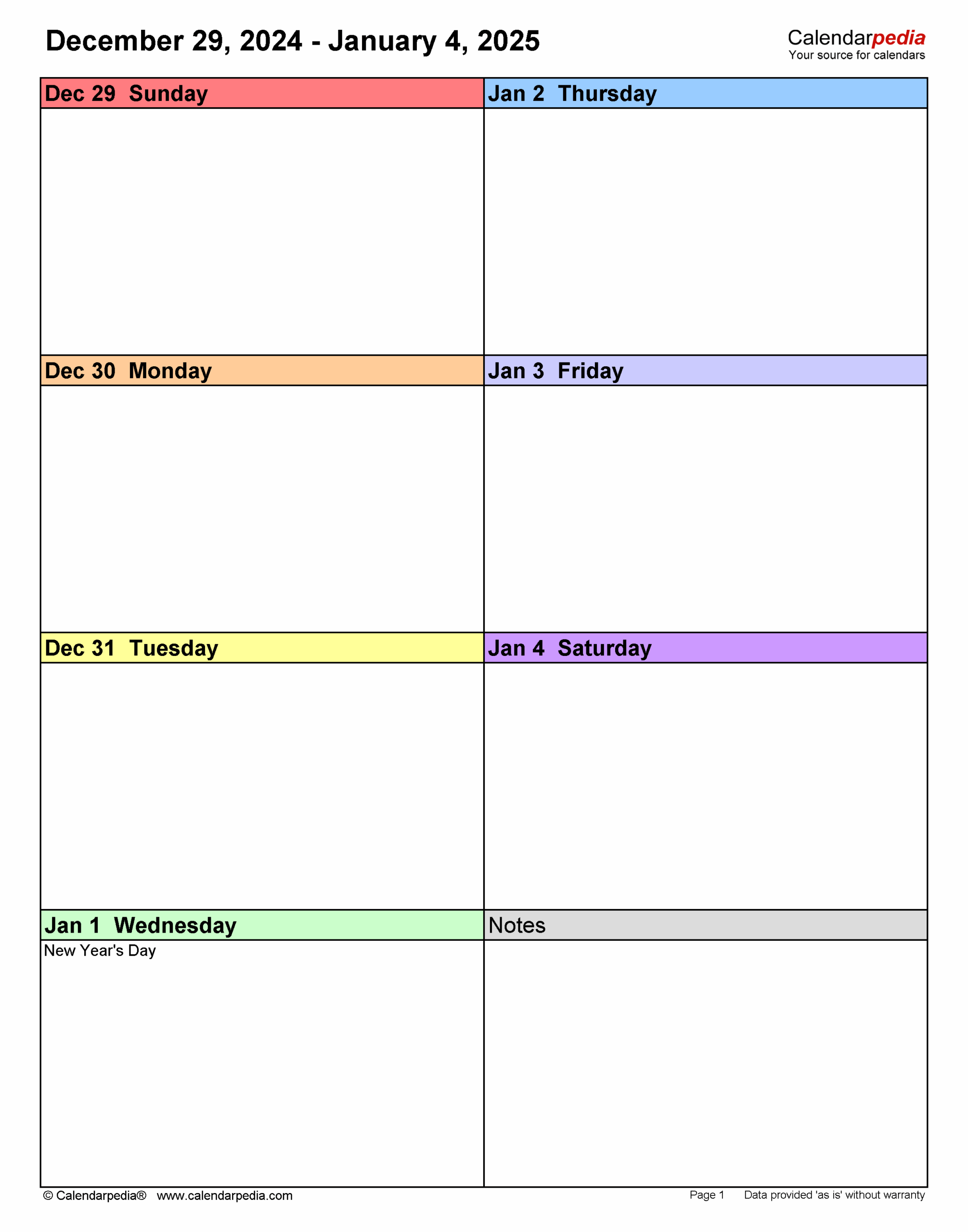 Printable 2025 Daily Calendar