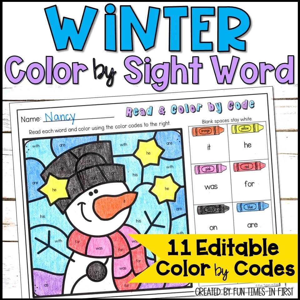 Printable Worksheets For Winter Sight Words For Kindergarten