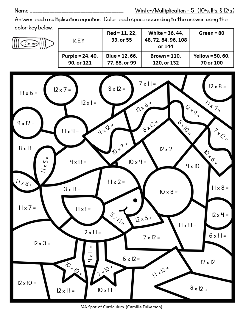 Multiplication Printable Worksheets Coloring