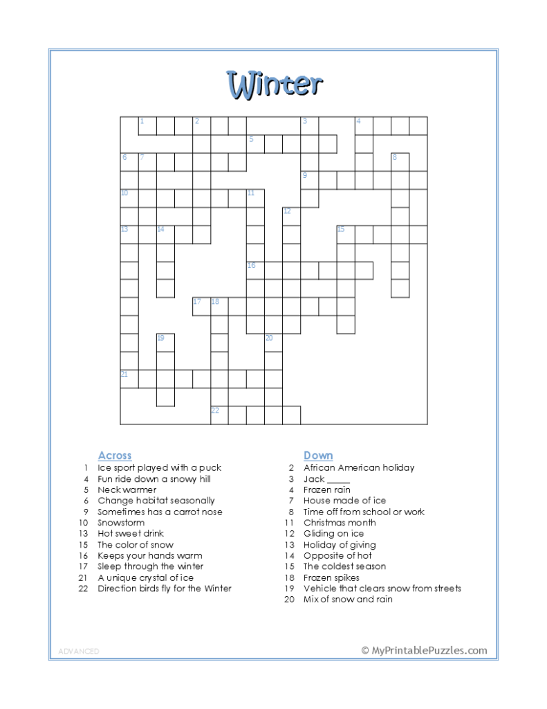 Free Printable Hard Crosswords