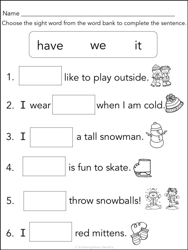 Winter Sight Word Book With A Freebie Kindergarten Smarts
