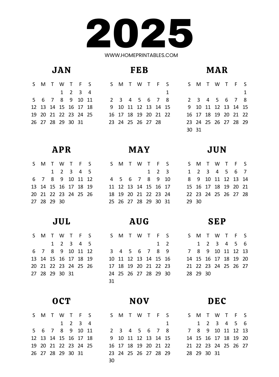 Free Printable 3 Year Calendar 2025 To 2025